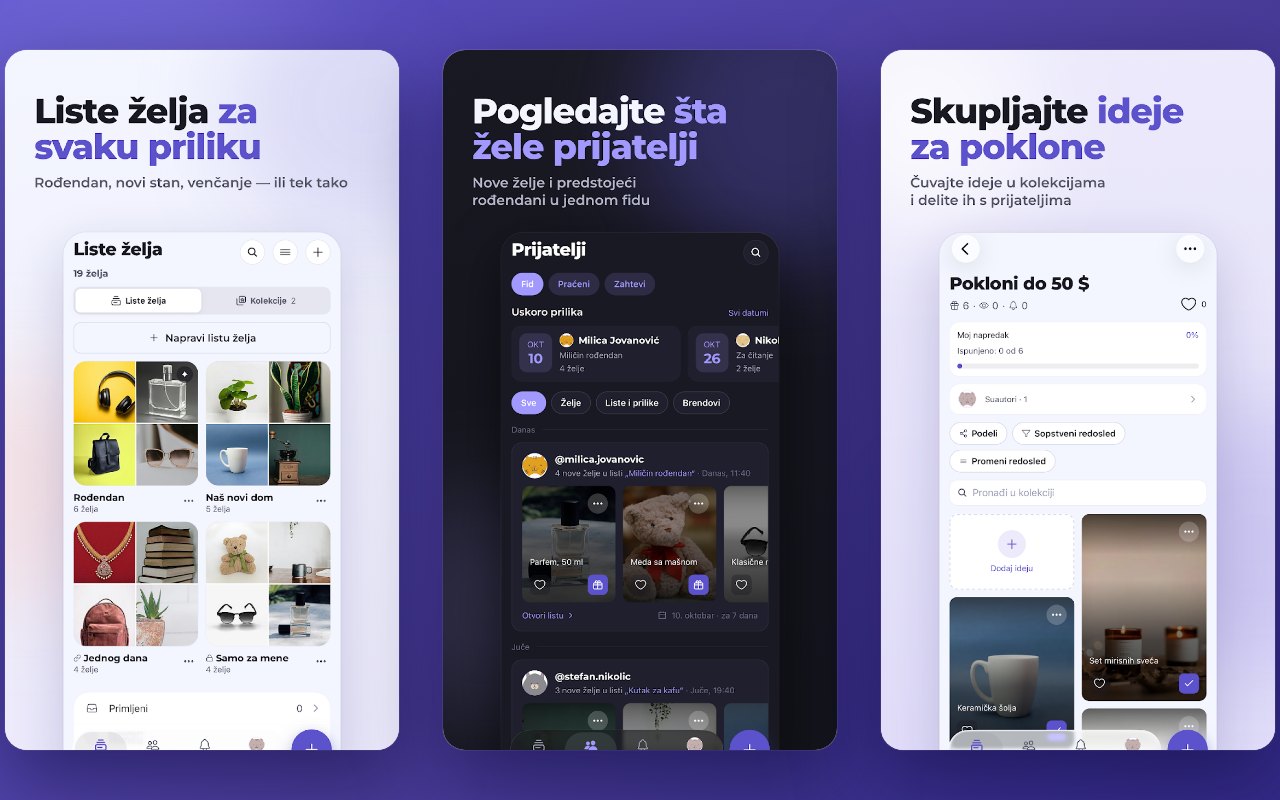 Liste za svaku priliku, fid prijatelja sa predstojećim rođendanima i kolekcije ideja