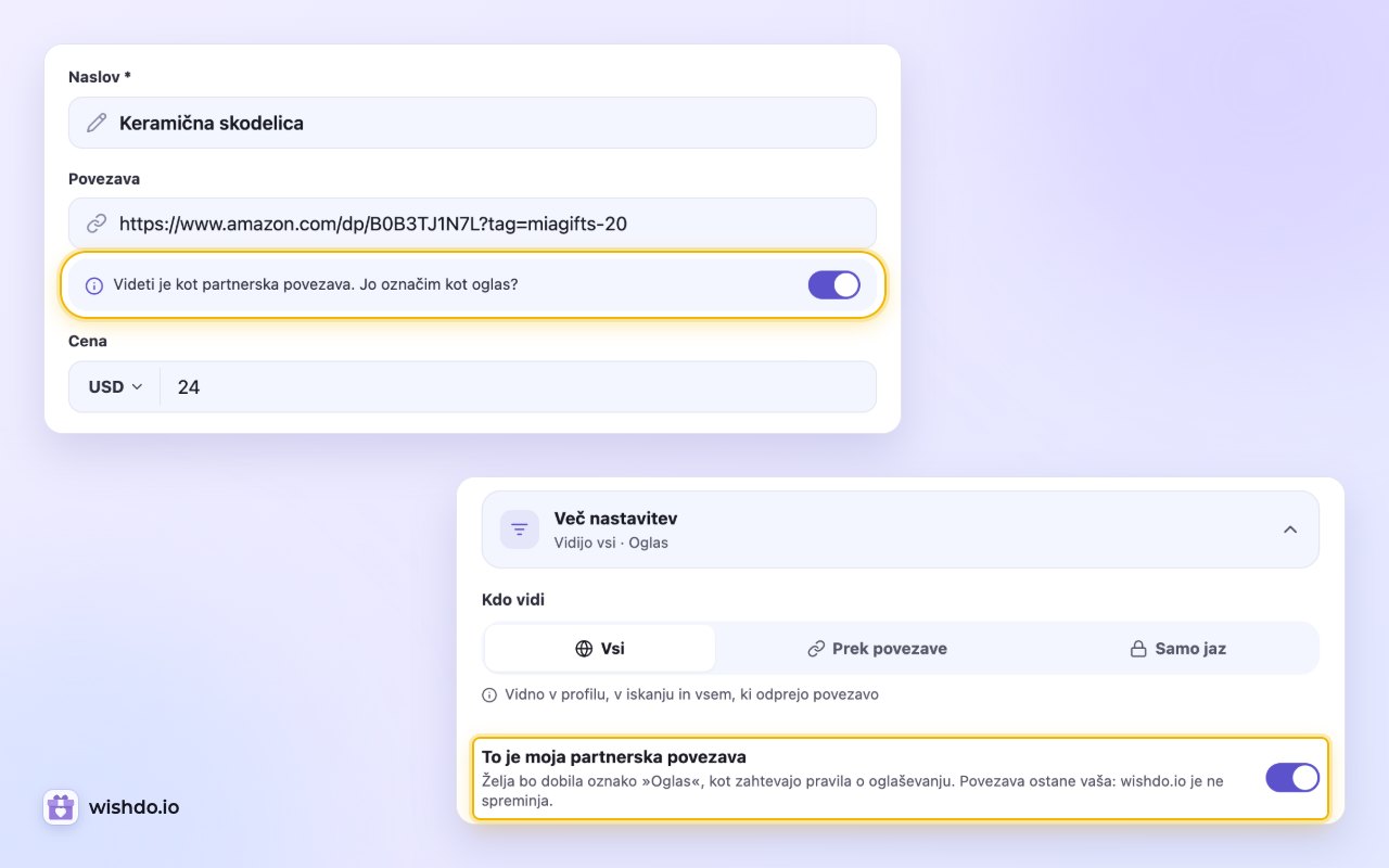 Predlog pod prilepljeno partnersko povezavo in isto stikalo pod »Več nastavitev«