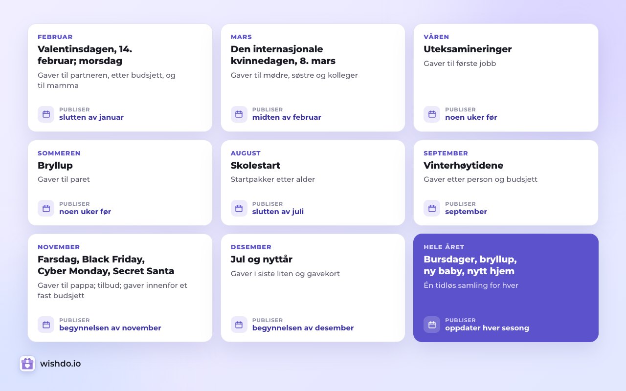 En samling for hver anledning, publisert noen uker før datoen