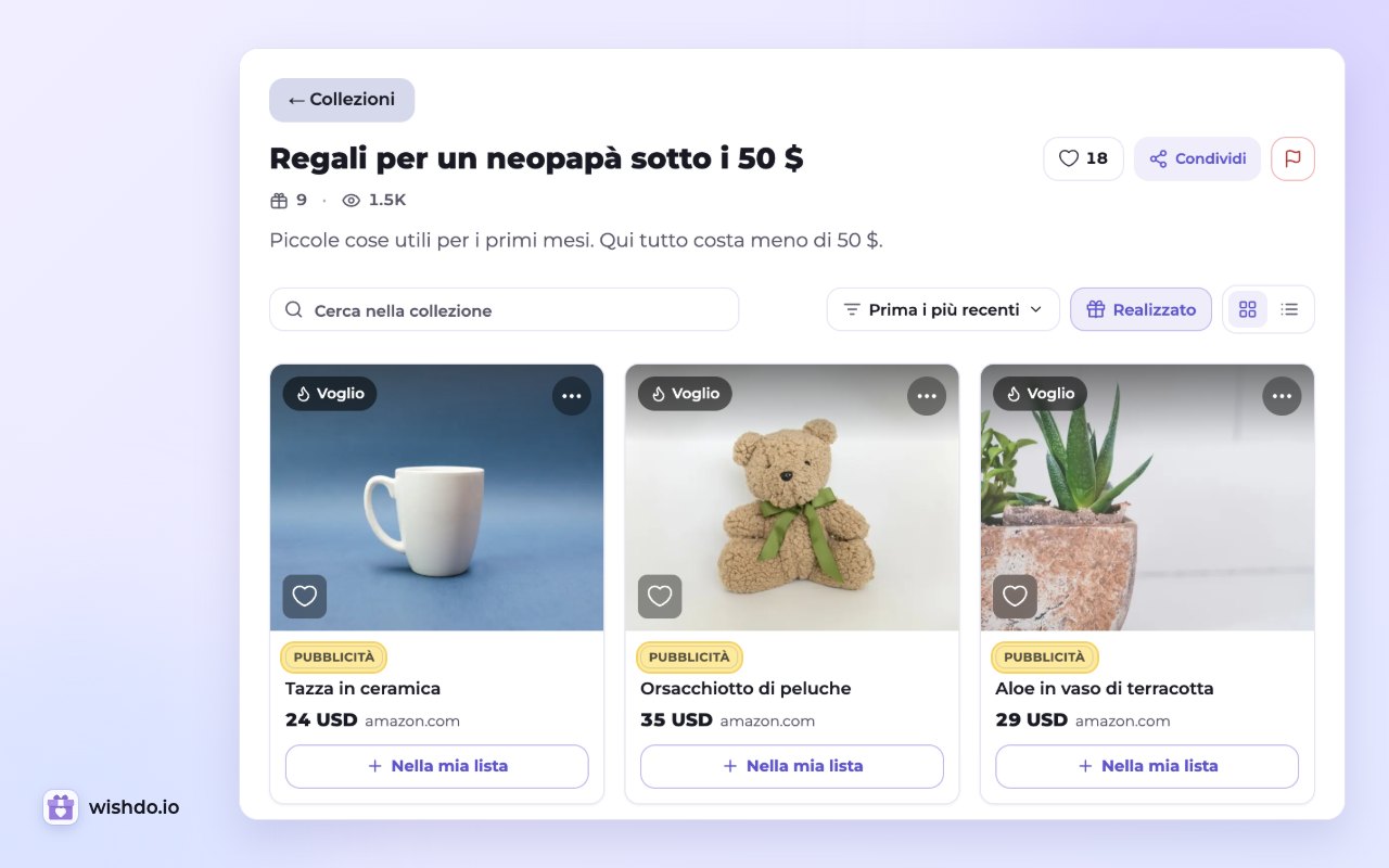Una collezione pubblica: ogni desiderio con il link di affiliazione dell’autore mostra l’etichetta «Pubblicità»