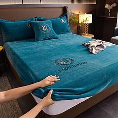 Levivel Elastic Velvet Bed Cover Bed Sheets Set Padded Mattress Cover Soft Queen King Solid Color 150 /160x200 For 90x200x25cm