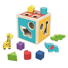 Дървен сортер с дивите животни и фигурки, Tooky Toy