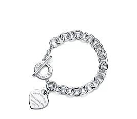 Bracelet Plaque Cœur avec fermoir à bascule en argent 925 millièmes
