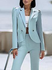 Elegant Lapel Collar Plain Regular Fit Blazer